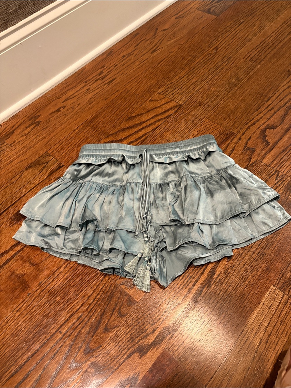 Ruffled Mini Skirt in Light Blue